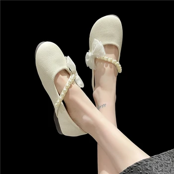 BCEBYL/ Летние удобные сандалии на мягкой подошве с круглым носком, украшенные бантом и жемчугом, новая модная повседневная женская обувь на плоской подошве