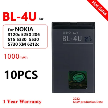 BL-4U BL 4U1000mAh Литий-полимерный Аккумулятор для телефона Nokia 3120c 5250 206 515 5330 5530XM XpressMusic 5730 6212c 1000mAh