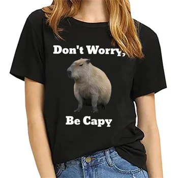 Capybara Don't Worry Be Capy Графические футболки Мужская мода 3D Принт Топы из полиэстера с короткими рукавами Крутая женская одежда Футболки