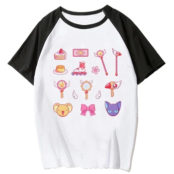 Cardcaptor Sakura Tee, женские летние футболки с аниме харадзюку, женская одежда с аниме