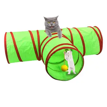 Cat Play Tunnel T-Образная Трубка Для Домашних Животных Складная Игрушка Для Развлечений В помещении и на открытом воздухе Cat Tunnel Скучающий Кот Peek Hole Toy Ball Pet Cat Tunnel