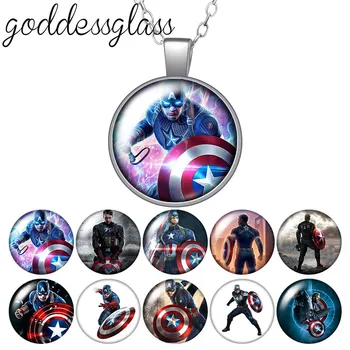 Disney Капитан Америка, Тор, Мстители, супер герой, Круглый Стеклянный кабошон, посеребренный кулон, ожерелье, ювелирный подарок