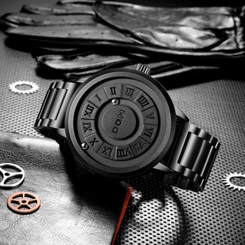 DOM 1345 Новые мужские магнитные часы, роскошные простые водонепроницаемые кварцевые часы 3atm с ремешком из нержавеющей стали, наручные часы Montre Homme