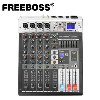 FREEBOSS + 48 В Эффект Повтора Фантомного питания USB Play Record Bluetooth Караоке DJ Консоль 99 DSP Аудиомикшер 6 Каналов ADM-GBR6