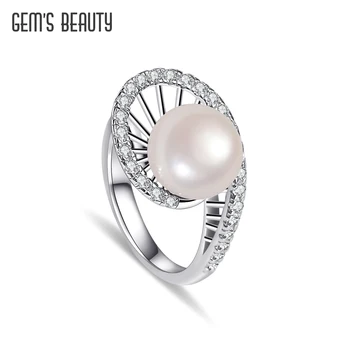 GEM'S BEAUTY 925 Потрясающее кольцо из стерлингового серебра 925 пробы с белым пресноводным жемчугом Идеальный подарок для важных случаев на День рождения