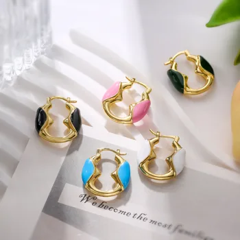 HECHENG, минималистичные U-образные геометрические серьги-кольца для женщин, Разноцветные Эмалевые Массивные круглые обручи для вечеринки, Свадебные украшения, подарок