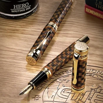 Hero H671 Бамбуковая плетеная авторучка Чернильная ручка С конвертером чернил Офисные школьные принадлежности Письменные подарки