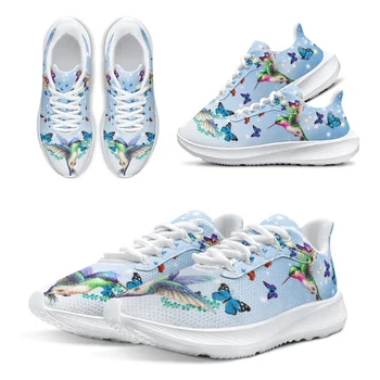INSTANTARTS/ Модные дизайнерские кроссовки Hummingbird с принтом бабочки Для девочек, удобные теннисные туфли на шнуровке, обувь для животных