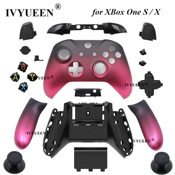 IVYUEEN Передний Задний Корпус Чехол для Xbox One S X Controller Shadow Rose Red Запасные Части для Ремонта с Полным Комплектом Кнопок
