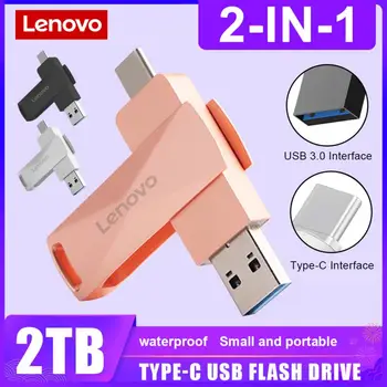 Lenovo 2 в 1 2 ТБ 128 ГБ USB Флэш-Накопитель OTG Металлический Флешка USB 3,0 Флеш-Накопитель Высокоскоростная Передача Файлов 1 ТБ Memoria U Диск Для ПК