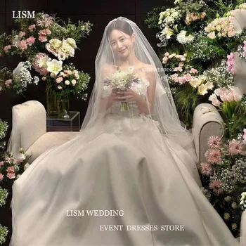 LISM Элегантное Корейское свадебное платье трапециевидной формы с 3D цветами в виде сердца, вечернее платье без рукавов для фотосессии корейской леди