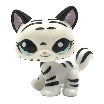LPS Cat Littlest pet shop игрушки с качающейся головой #1498 Мини Короткие Волосы Стоячие Черно-Белые Тигровые Кошечки Старая Оригинальная Фигурка Животного
