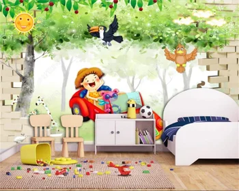 Milofi Personnalisé 3D paysage dessin animé Chambre d'enfants dessin animé Chambre d'enfants mur d