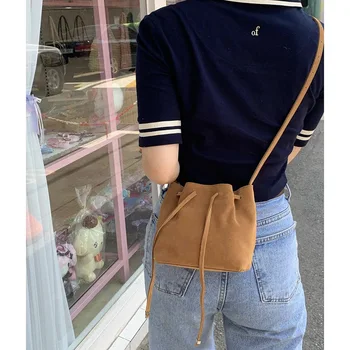 Minitm женская сумка с диагональным крестом на шнурке в минималистичном стиле на одно плечо, универсальная матовая сумка-мешок для поездок на работу