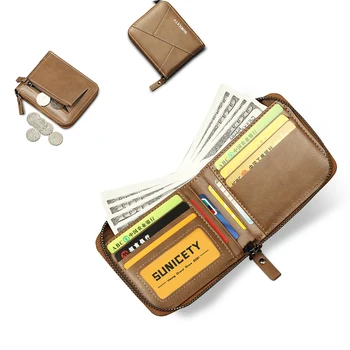 RFID Короткие мужские кошельки из искусственной кожи, горизонтальные Ретро-держатели кредитных карт с несколькими картами, кошельки для монет на молнии, молодежный МИНИ-кошелек, клатч