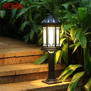 RONIN Black Solar Lawn Lamp Outdoor Retro LED Водонепроницаемый Классический Светильник для Дома, Виллы, Сада, Солнечной