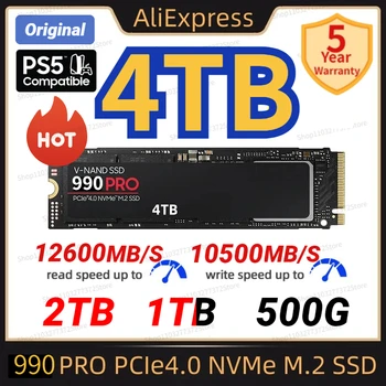 SSD NVME M2 Pcie Gen 4 SSD 12600 Мб/с. 4 ТБ 2 ТБ 1 ТБ 2280 Радиатор SSD Nmve Диски Внутренние Для PS5 DIY Игровой Компьютер PS4 PS5