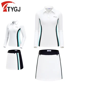 Ttygj Одежда для гольфа, Новые женские осенние рубашки для гольфа с длинным рукавом, Тонкие топы, женская спортивная Быстросохнущая юбка, костюм с высокой талией, шорты