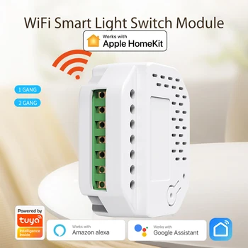 Tuya Smart HomeKit WiFi/Zigbee Встроенный выключатель DIY Умные Выключатели Света 2Way Беспроводной Модуль Автоматизации Реле Работы Alexa Google