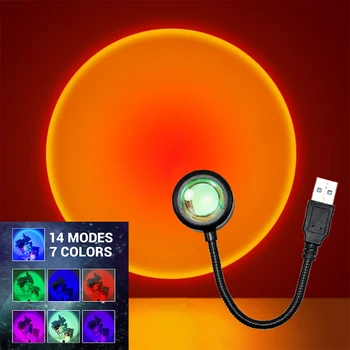 USB Лампа Sunset, перезаряжаемый проектор, ночники, Освещение для украшения атмосферы, подарок, Освещение для фотосъемки на стене спальни
