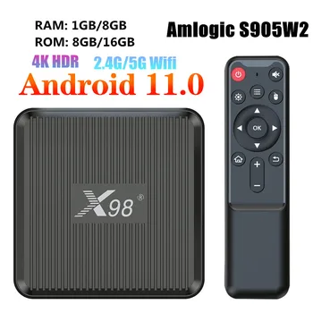 X98Q TV Box Android11 Amlogic S905W2 2 ГБ 16 ГБ/1 ГБ 8 ГБ AV1 3D 2,4 G 5G Wifi 4K HDR Смарт-медиаплеер Телеприставка