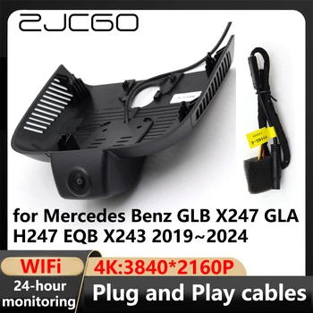 ZJCGO 4K Wifi 3840*2160 Автомобильный ВИДЕОРЕГИСТРАТОР Dash Cam Камера Видеорегистратор для Mercedes Benz GLB X247 GLA H247 EQB X243 2019 ~ 2024