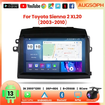 Автомагнитола Android 13 для Toyota Sienna 2 XL20 2003-2010, 9-дюймовый Мультимедийный плеер 2K с 4G Carplay и 2Din GPS-навигацией