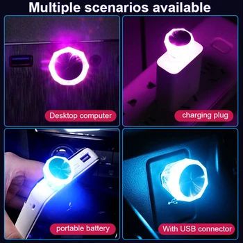 Автомобильная USB-Атмосферная лампа Беспроводная Вспышка Красочные огни Автоматическое Декоративное Освещение Ночные Огни Зарядка мобильного компьютера