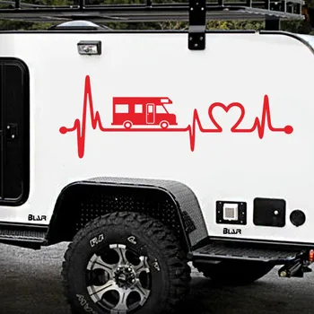 Автомобильные наклейки Camper Van Truck, Модные виниловые наклейки с изображением электрокардиограммы, Аксессуары для декроации экстерьера автомобиля