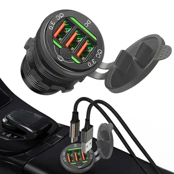 Автомобильный USB-Адаптер QC 3.0 Блочное Зарядное Устройство С 3 USB-Портами И Переключателем Штекера Быстрой Зарядки Для Электронных Устройств GPS-Камеры Мобильного Телефона