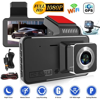 Автомобильный Видеорегистратор WiFi Full HD 1080P Dash Cam Камера Автомобиля Привод Видеомагнитофон Монитор Автоматической Парковки Ночного Видения Черный Ящик GPS Трекер