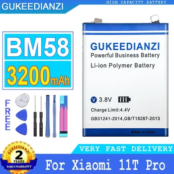 Аккумулятор GUKEEDIANZI BM58, Для Xiaomi Mix 4, Mix 4, 11T Pro, 5G, аккумулятор для мобильного телефона большой мощности, 3200 мАч
