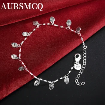 Акция AURSMCQ Стерлинговое Серебро 925 пробы, красивый браслет-цепочка с листьями, модный браслет-шарм, свадебный милый женский подарок для вечеринки