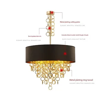 Американская светодиодная роскошная люстра с кисточками, современная простая кольцевая лампа для ресторана, проект домашнего отеля, художественная подвесная кольцевая лампа для гостиной