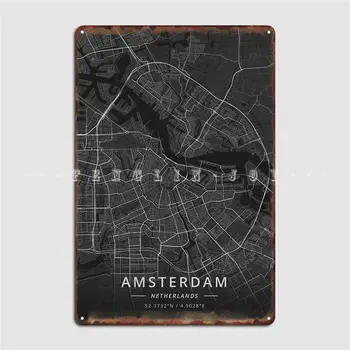 Амстердам, Нидерланды Металлическая табличка, плакатные таблички, клубная фреска, винтажная жестяная вывеска, плакат