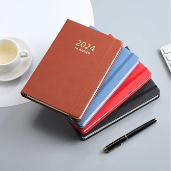 Английский планировщик расписания 2024 года формата А5, эластичный ремешок для ноутбука, записная книжка-блокнот
