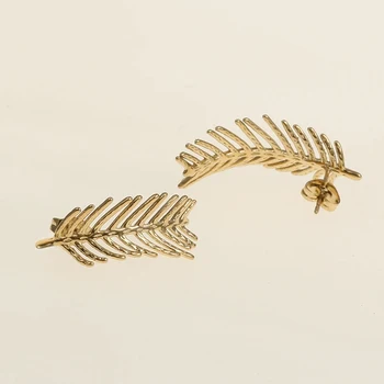 Асимметричные серьги-гвоздики в виде листьев из нержавеющей стали для женщин, подарок, роскошные промышленные украшения для пирсинга в корейском стиле, Альтернативная мода