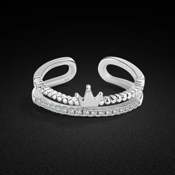 Аутентичная тиара принцессы из стерлингового серебра 925 пробы, Корона, Сверкающие кольца для женщин, ювелирные изделия для помолвки, подарки на годовщину