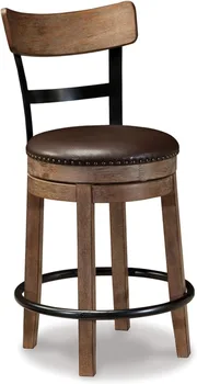 Барный стул для современного фермерского дома с поворотной стойкой высотой 24,25 дюйма, светло-коричневый