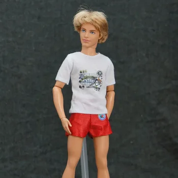 Белые футболки с мультяшным принтом, красные шорты для кукольной одежды Ken Boy, наряды для кукол Ken 1/6, аксессуары для кукол, детские игрушки