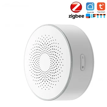 Беспроводная звуковая И Видимая сигнализация Tuya Smart Zigbee Siren с защитой от несанкционированного доступа 100 дБ, Питание от сети переменного тока С концентратором Zigbee и регулировкой громкости