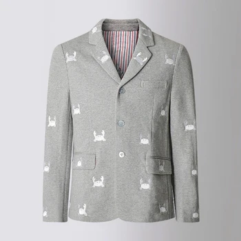 Блейзер, пальто, Корейский модный бренд, пиджак, пальто, хлопковая вышивка в виде краба, пальто с зубчатым воротником, деловые официальные пальто