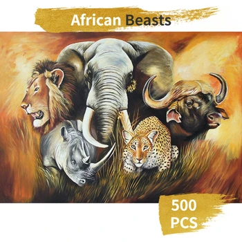Бумажный пазл 46 *28 см, 500 шт., африканские звери, креативное средство от стресса для взрослых, детское развивающее развлечение, Рождественский подарок