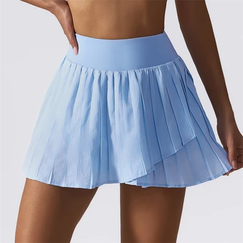 Быстросохнущая женская спортивная теннисная юбка, Дышащая короткая юбка для бега, теннисная юбка с высокой талией