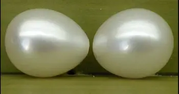 великолепная пара из натурального белого жемчуга южного моря диаметром 10-11 мм, наполовину просверленного