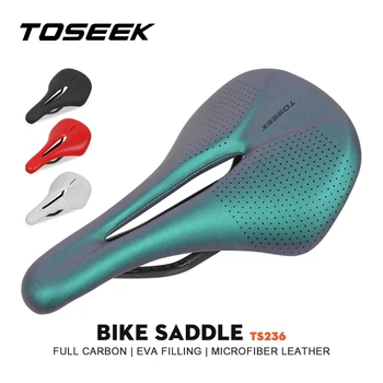 Велосипед TOSEEK TS236 MTB Седло из углеродистой микрофибры, Кожаное сиденье для горных велосипедов, аксессуары Сверхлегкий 130 г