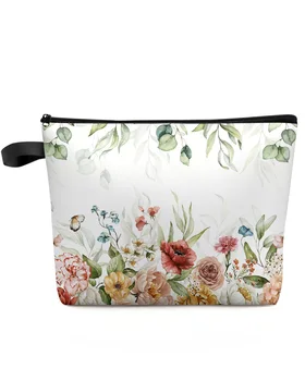 Весенний цветок эвкалипта, роза, дорожная косметичка большой емкости, Портативная сумка для хранения макияжа, женский водонепроницаемый пенал