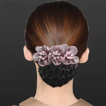 Весенняя заколка с цветком в корейском стиле, элегантная заколка-снуд с бусинами, головные уборы, аксессуары для волос, заколка для волос медсестры для девочек
