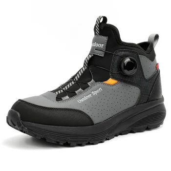 Водонепроницаемая походная обувь HIKEUP, мужские кроссовки для горного треккинга, защитные ботинки для кемпинга, спортивная черная тактическая мужская обувь