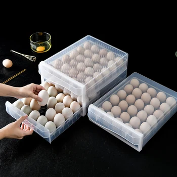 Выдвижной Ящик-футляр Холодильник Держатель для яиц Органайзер Двухслойный Лоток для яиц Прозрачный Ящик для хранения яиц